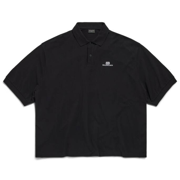 BALENCIAGA BB CLASSIC BALENCIAGA POLO SHIRT OVERSIZED IN BLACK - Y036