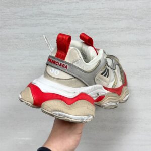 BALENCIAGA CARGO SNEAKER IN BEIGE/GREY/RED - B001