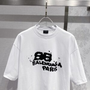 BALENCIAGA COTTON T-SHIRT WHITE BLACK - Y041