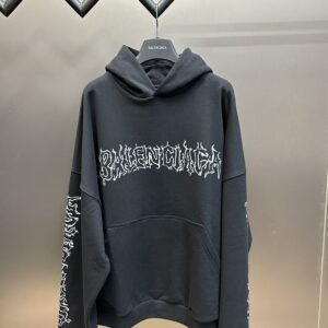 BALENCIAGA DIY METAL OUTLINE HOODIE OVERSIZED IN BLACK WHITE - BH006