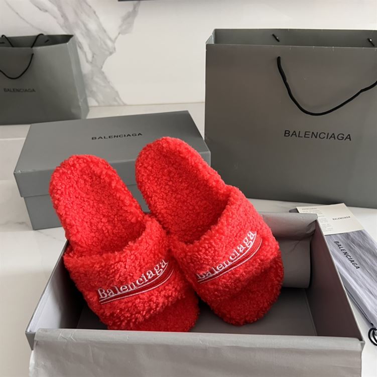 BALENCIAGA FURRY SLIDE RED - E048