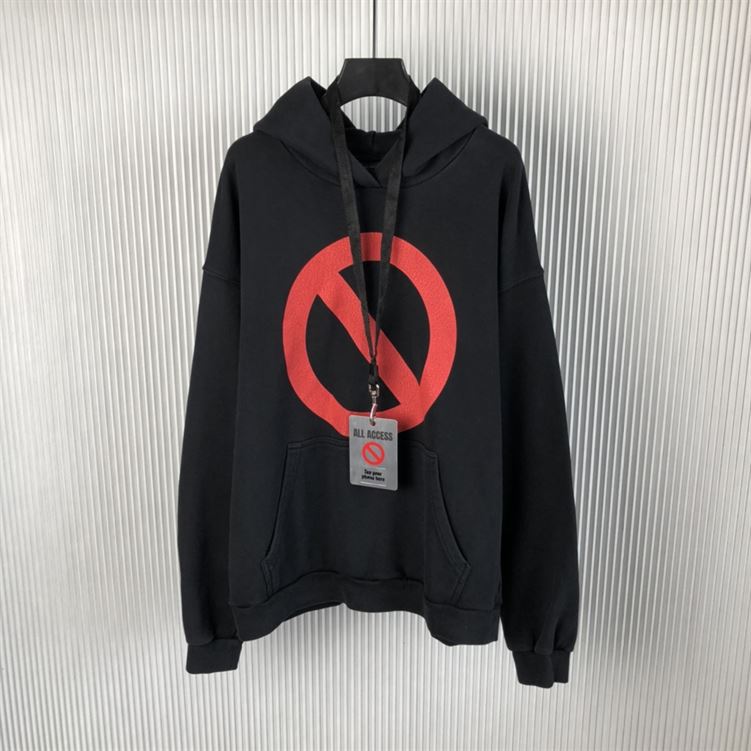 BALENCIAGA MUSIC BFRND SERIES HOODIE LARGE FIT IN BLACK FADED - BH002