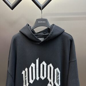 BALENCIAGA NOLOGO HOODIE MEDIUM FIT IN BLACK GREY - BH007