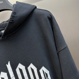 BALENCIAGA NOLOGO HOODIE MEDIUM FIT IN BLACK GREY - BH007