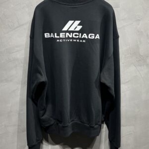 BALENCIAGA OVERSIZED BLACK COTTON SWEATSHIRT WITH LOGO - BH012