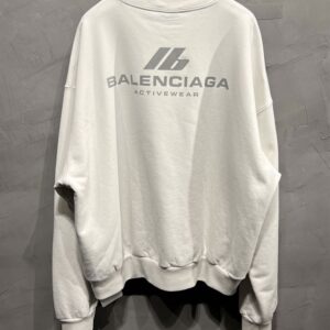 BALENCIAGA OVERSIZED WHITE COTTON SWEATSHIRT WITH LOGO - BH013