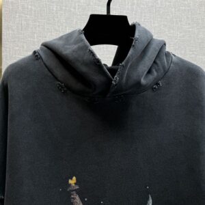 BALENCIAGA PARIS LIBERTY HOODIE OVERSIZED IN BLACK - BH011