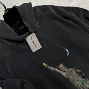 BALENCIAGA PARIS LIBERTY HOODIE OVERSIZED IN BLACK - BH011