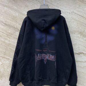 BALENCIAGA PARIS MOON OUTERWEAR ZIP-UP HOODIE OVERSIZED IN BLACK FADED - BH030