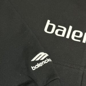 BALENCIAGA PARIS SOCCER ZIP-UP HOODIE MEDIUM FIT IN BLACK WHITE - BH003