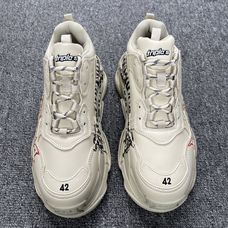 BALENCIAGA TRIPLE S SNEAKER DIY METAL IN WHITE/RED/BLACK - B026