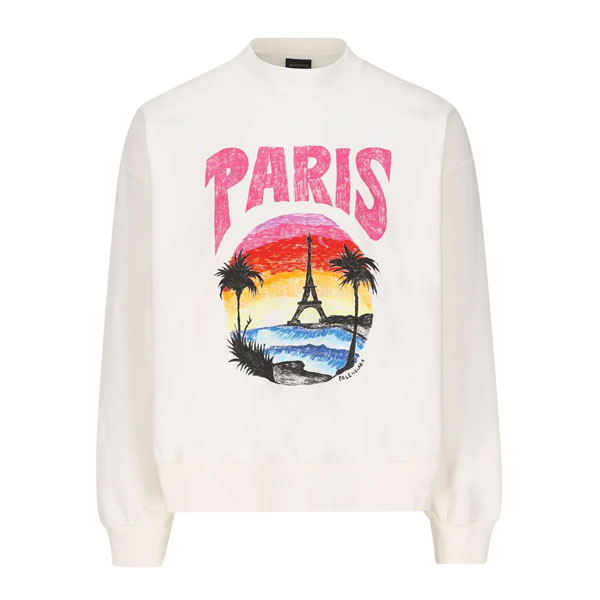 BALENCIAGA TROPICAL PARIS PRINT CREWNECK SWEATSHIRT - BH026