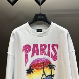 BALENCIAGA TROPICAL PARIS PRINT CREWNECK SWEATSHIRT - BH026