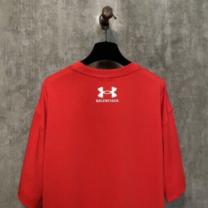 BALENCIAGA UNDER ARMOUR T-SHIRT OVERSIZED FIT IN RED WHITE - Y035