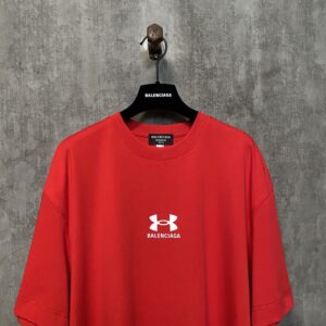 BALENCIAGA UNDER ARMOUR T-SHIRT OVERSIZED FIT IN RED WHITE - Y035