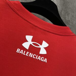 BALENCIAGA UNDER ARMOUR T-SHIRT OVERSIZED FIT IN RED WHITE - Y035