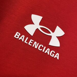 BALENCIAGA UNDER ARMOUR T-SHIRT OVERSIZED FIT IN RED WHITE - Y035