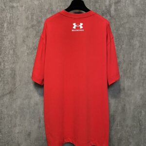 BALENCIAGA UNDER ARMOUR T-SHIRT OVERSIZED FIT IN RED WHITE - Y035