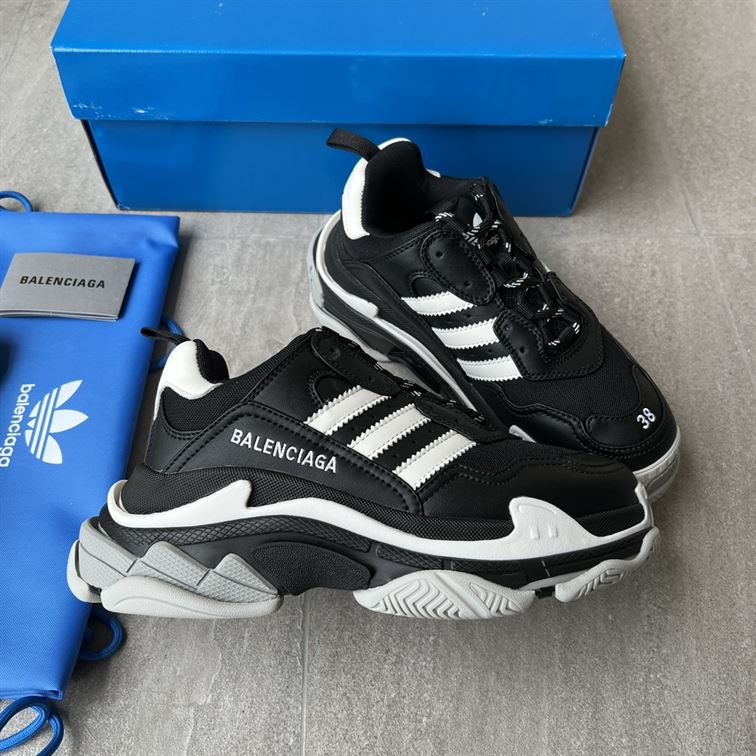 BALENCIAGA X ADIDAS TRIPLE S SNEAKER BLACK WHITE - B015