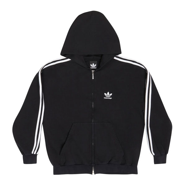 BALENCIAGA X ADIDAS ZIP-UP HOODIE SMALL FIT BLACK - BH029