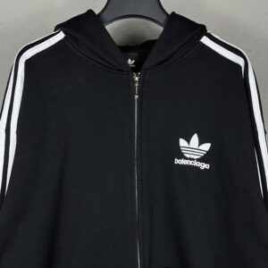 BALENCIAGA X ADIDAS ZIP-UP HOODIE SMALL FIT BLACK - BH029