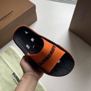 BURBERRY BUCKLOW SLIDES BLACK ORANGE - U008