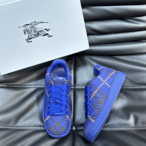 BURBERRY CHECK KNIT BOX SNEAKERS BRIGHT NAVY - R004