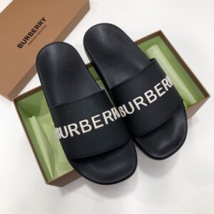 BURBERRY EMBOSSED LOGO SLIDES BUBBLEGUM BLACK - U023