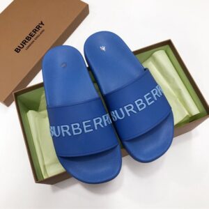 BURBERRY EMBOSSED LOGO SLIDES BUBBLEGUM BLUE - U024