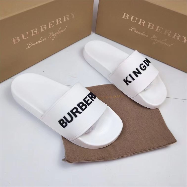 BURBERRY KINGDOM MOTIF SLIDES IN WHITE - U002