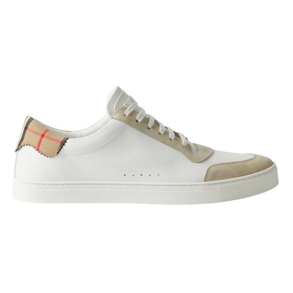 BURBERRY LEATHER, SUEDE AND CHECK COTTON SNEAKERS - R011