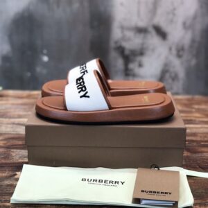 BURBERRY LOGO CANVAS SLIDE SANDALS - U030