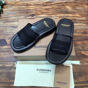 BURBERRY LOGO CANVAS SLIDE SANDALS - U031