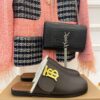 BURBERRY MONOGRAM DETAIL SHEARLING-LINED LEATHER MULES - U021