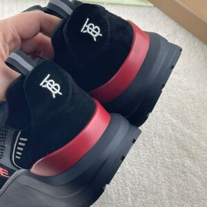 BURBERRY SUEDE AND MESH SNEAKERS BLACK BRIGHT RED - R021