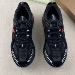 BURBERRY SUEDE AND MESH SNEAKERS BLACK BRIGHT RED - R021