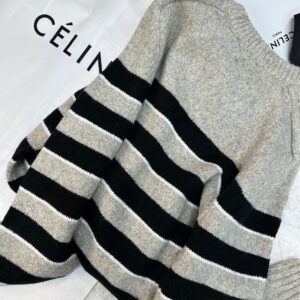 CELINE TRIOMPHE CREW NECK SWEATER IN STRIPED WOOL - CR013