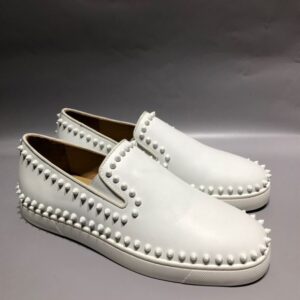 CHRISTIAN LOUBOUTIN WHITE PIK BOAT SNEAKERS - C035