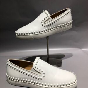 CHRISTIAN LOUBOUTIN WHITE PIK BOAT SNEAKERS - C035