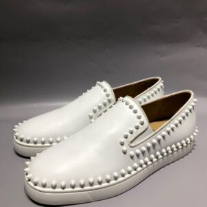 CHRISTIAN LOUBOUTIN WHITE PIK BOAT SNEAKERS - C035