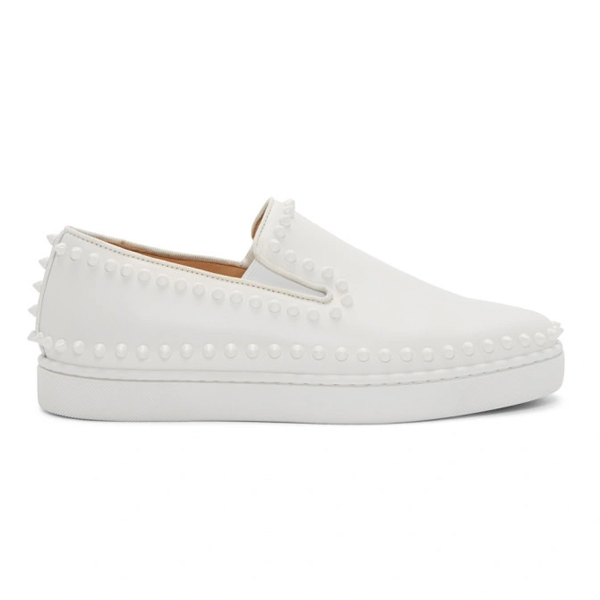 CHRISTIAN LOUBOUTIN WHITE PIK BOAT SNEAKERS - C035