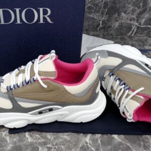 DIOR B22 SNEAKER BEIGE DEEP GREY BROWN CALFSKIN - I036