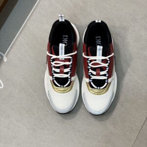 DIOR B22 SNEAKER WHITE BLACK BURGUNDY GOLD - I030