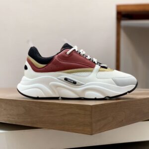 DIOR B22 SNEAKER WHITE BLACK BURGUNDY GOLD - I030