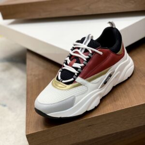 DIOR B22 SNEAKER WHITE BLACK BURGUNDY GOLD - I030