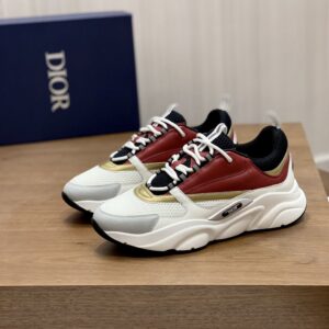 DIOR B22 SNEAKER WHITE BLACK BURGUNDY GOLD - I030