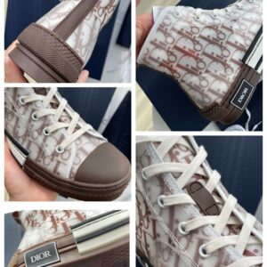 DIOR B23 HIGH-TOP SNEAKER COFFEE DIOR OBLIQUE CANVAS - I109