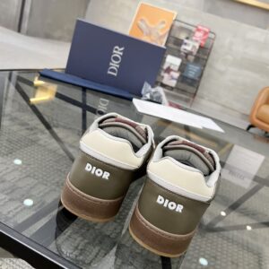 DIOR B27 LOW-TOP SNEAKER KHAKI AND BEIGE SMOOTH CALFSKIN - I066