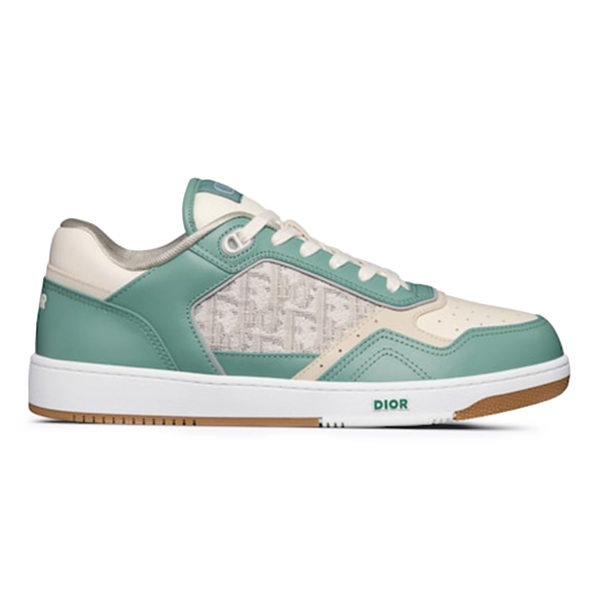 DIOR B27 LOW-TOP SNEAKER TURQUOISE AND CREAM SMOOTH CALFSKIN AND CREAM DIOR OBLIQUE JACQUARD CANVAS - I061