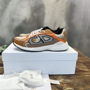 DIOR B30 SNEAKER CREAM MESH WITH ORANGE AND BROWN - I117